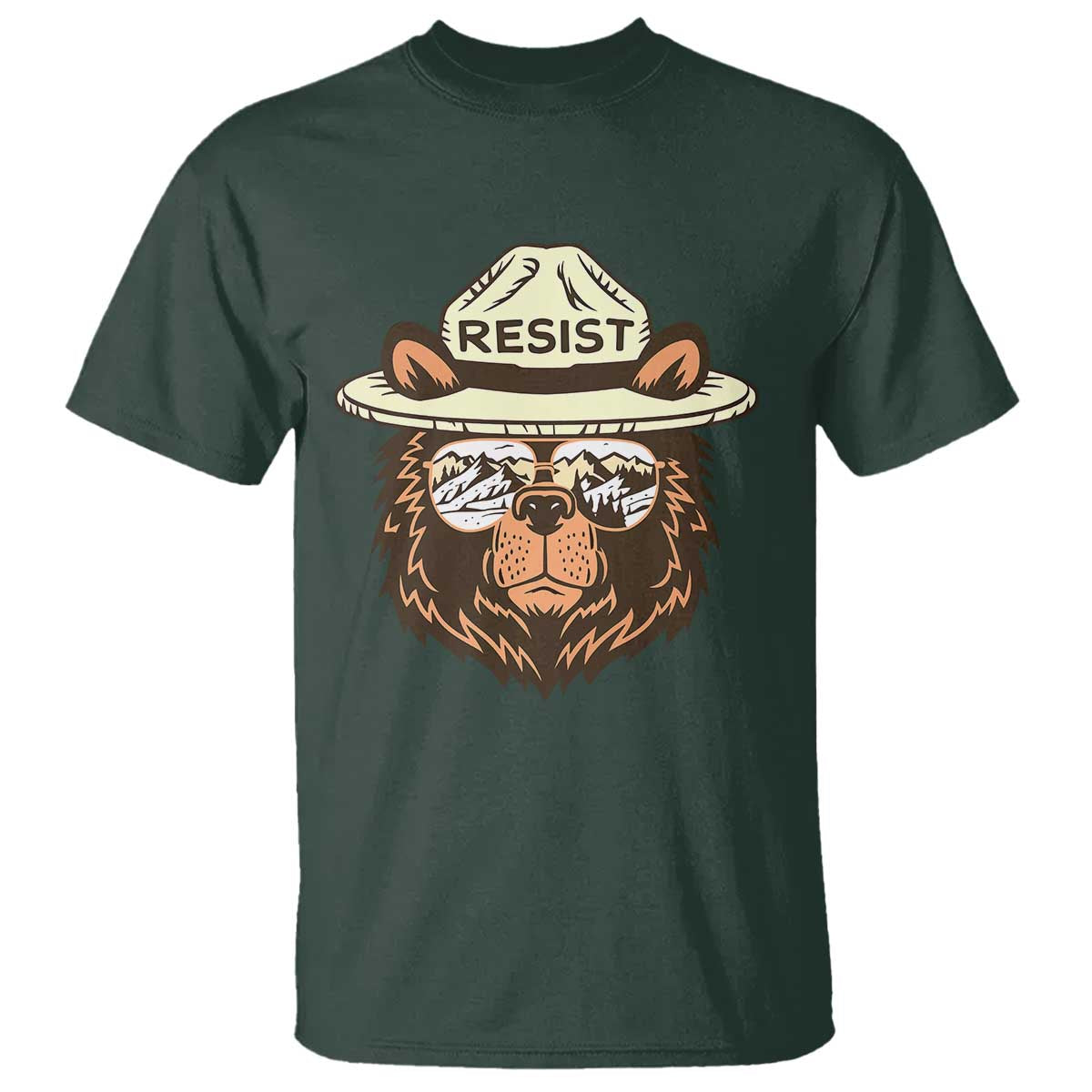 Resist Bear Retro Vintage T Shirt TS02 Dark Forest Green Print Your Wear