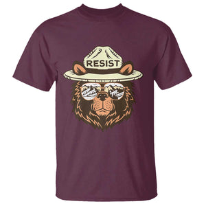 Resist Bear Retro Vintage T Shirt TS02 Maroon Print Your Wear