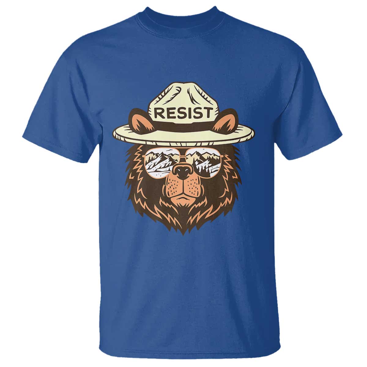 Resist Bear Retro Vintage T Shirt TS02 Royal Blue Print Your Wear