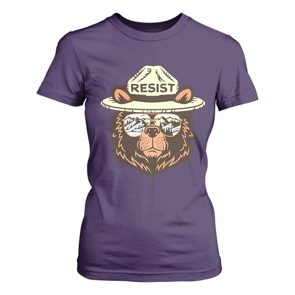 Resist Bear Retro Vintage T Shirt For Women TS02 Purple Print Your Wear