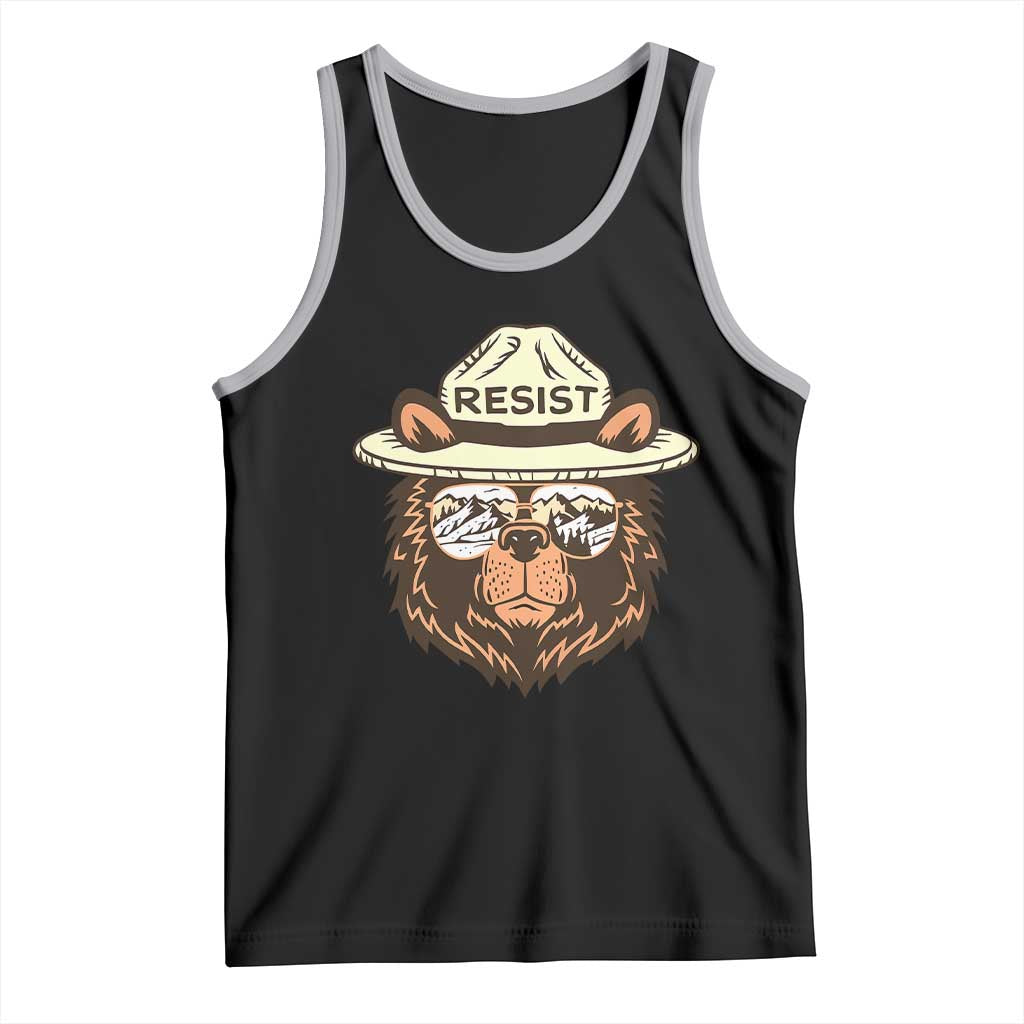 Resist Bear Retro Vintage Tank Top TS02 Black Athletic Heather Print Your Wear