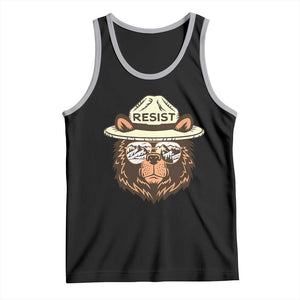 Resist Bear Retro Vintage Tank Top TS02 Black Athletic Heather Print Your Wear