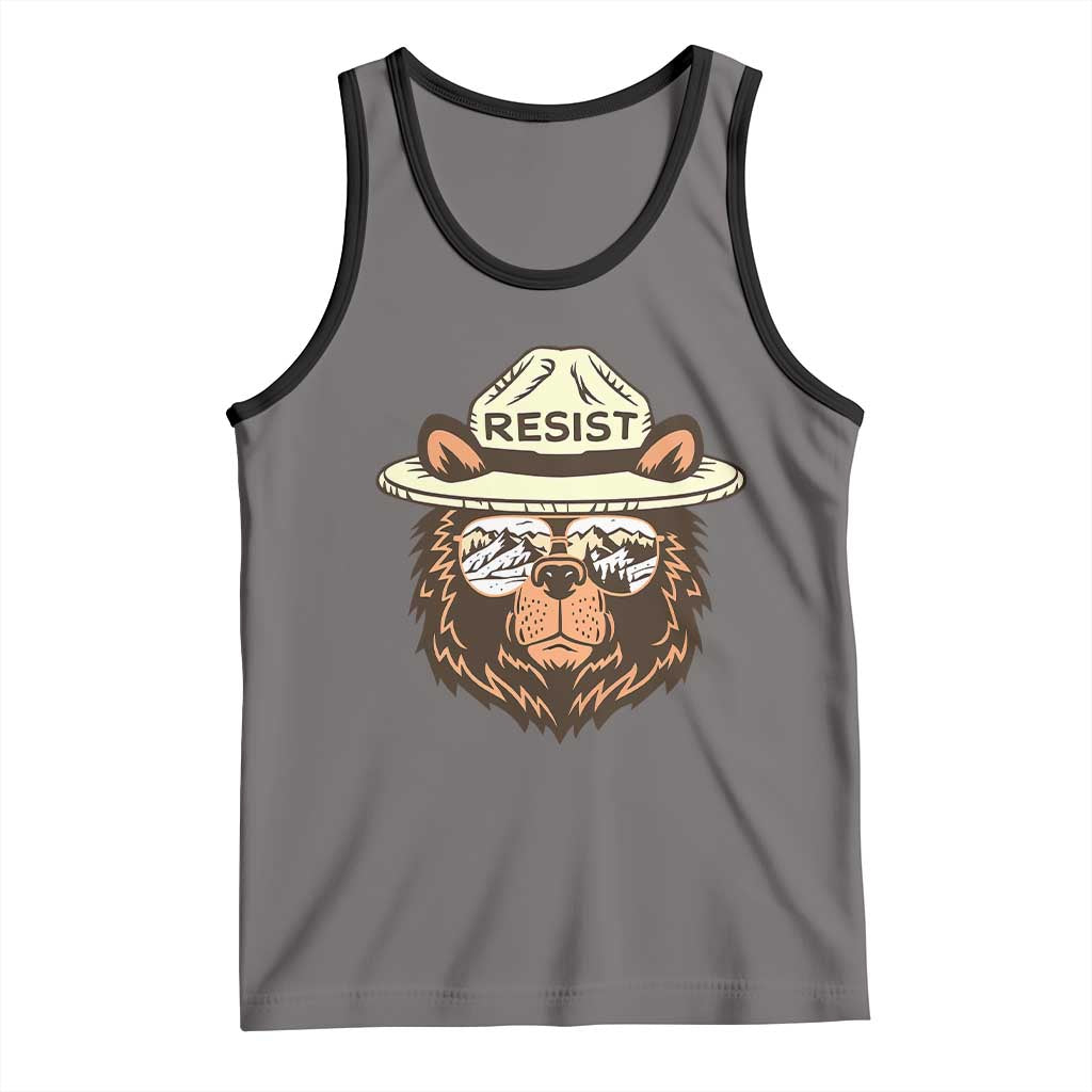 Resist Bear Retro Vintage Tank Top TS02 Deep Heather Black Print Your Wear