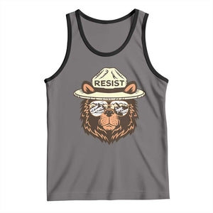 Resist Bear Retro Vintage Tank Top TS02 Deep Heather Black Print Your Wear