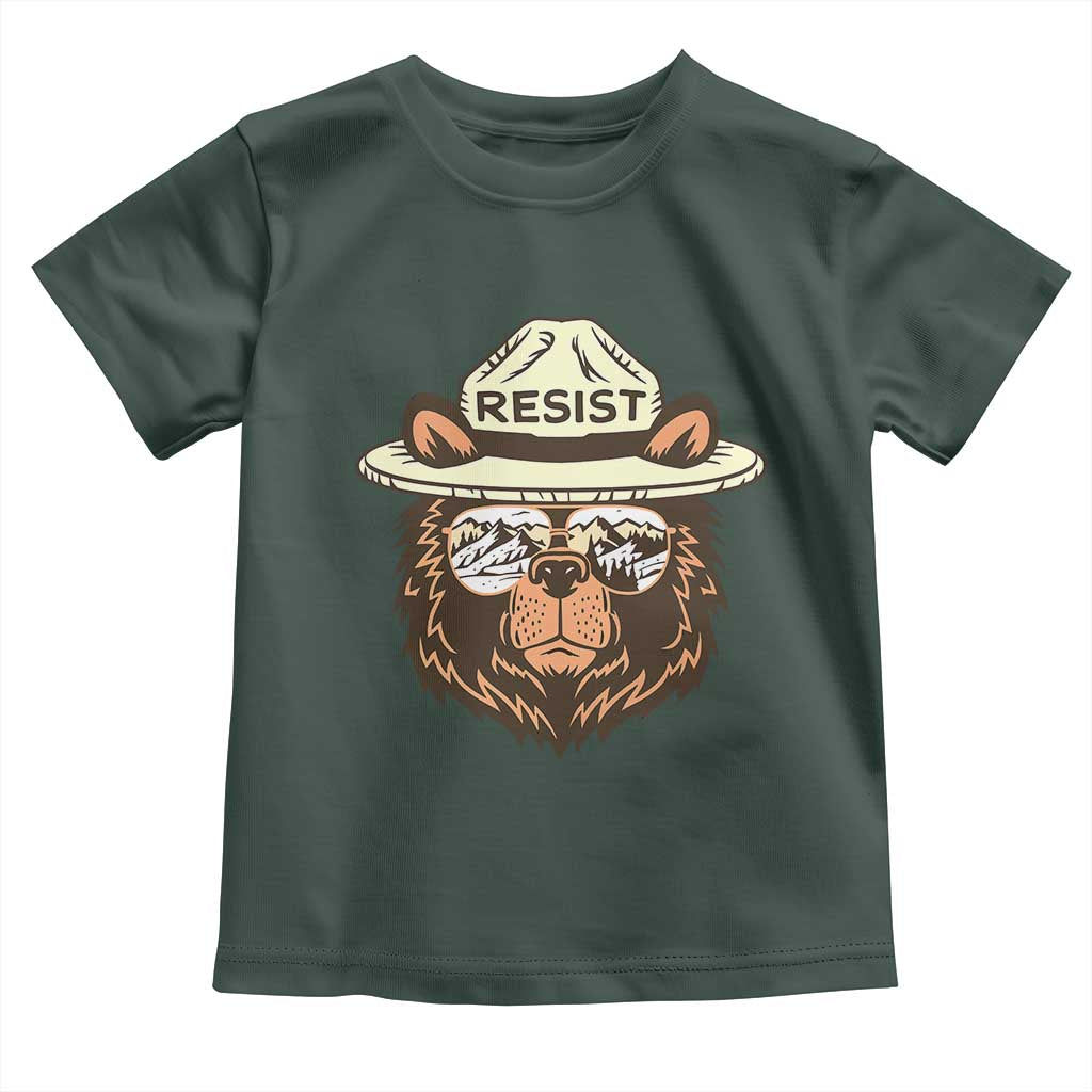 Resist Bear Retro Vintage Toddler T Shirt TS02 Dark Forest Green Print Your Wear