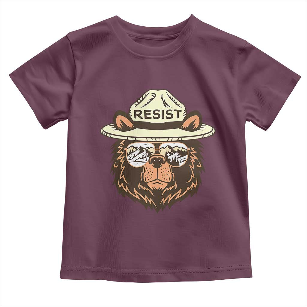 Resist Bear Retro Vintage Toddler T Shirt TS02 Maroon Print Your Wear