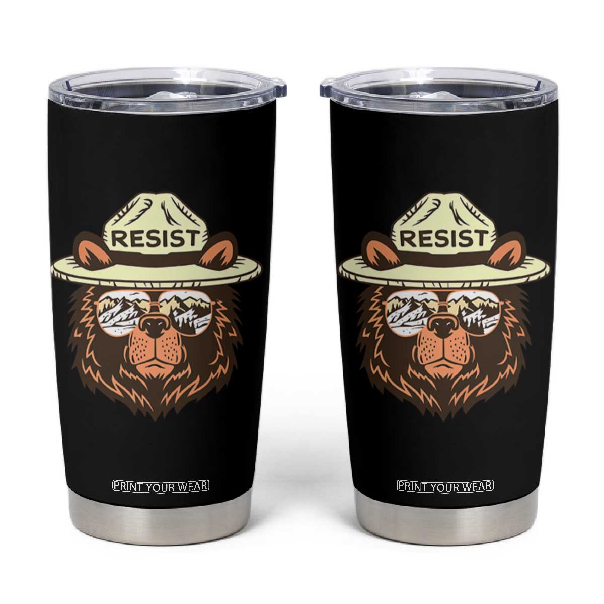 Resist Bear Retro Vintage Tumbler Cup TS02 Black Print Your Wear