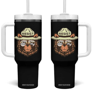 Resist Bear Retro Vintage Tumbler With Handle TS02 One Size: 40 oz Black Print Your Wear