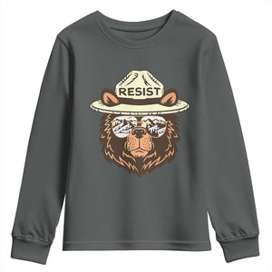 Resist Bear Retro Vintage Youth Sweatshirt TS02 Dark Heather Print Your Wear