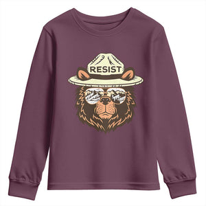 Resist Bear Retro Vintage Youth Sweatshirt TS02 Maroon Print Your Wear