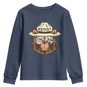 Resist Bear Retro Vintage Youth Sweatshirt TS02 Navy Print Your Wear
