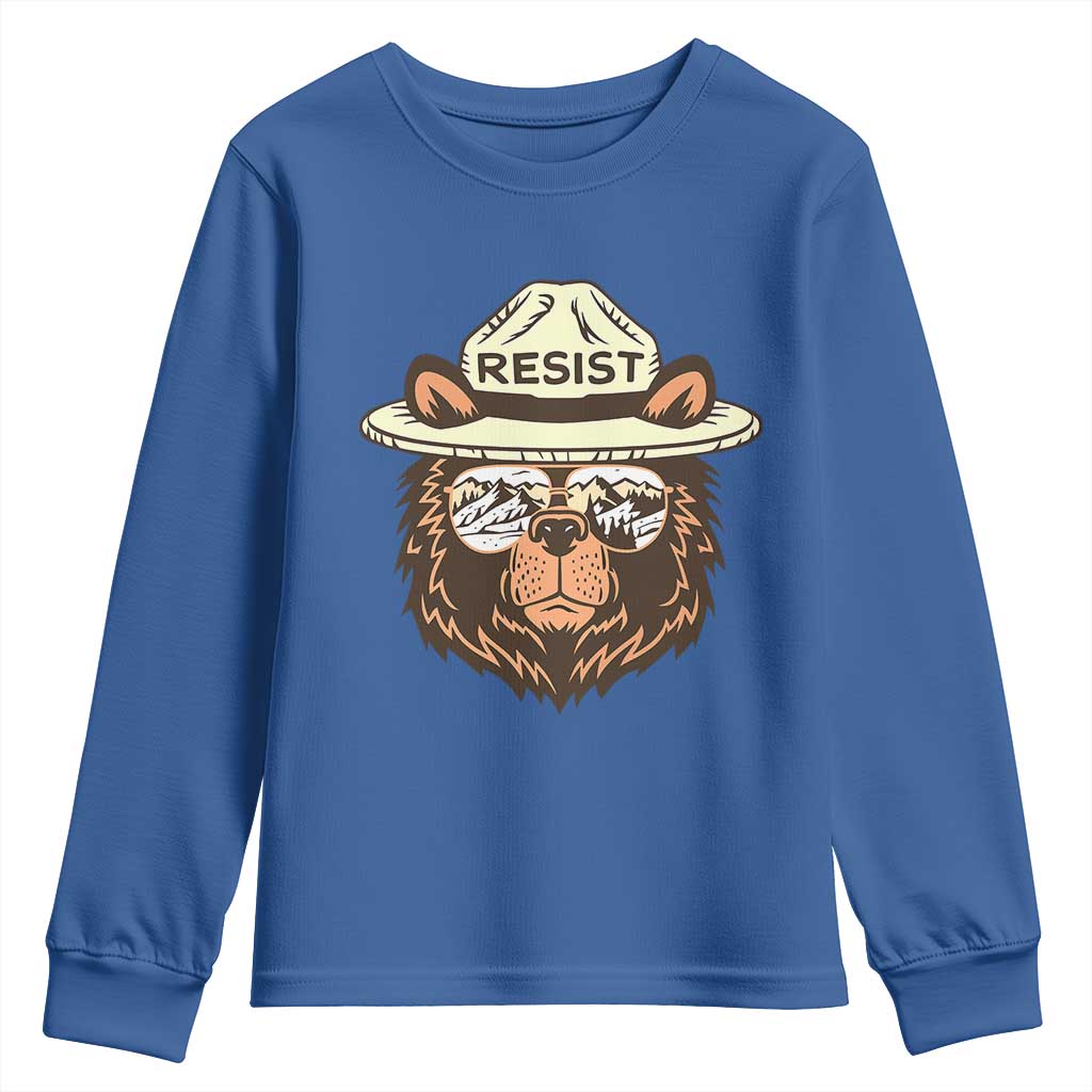 Resist Bear Retro Vintage Youth Sweatshirt TS02 Royal Blue Print Your Wear