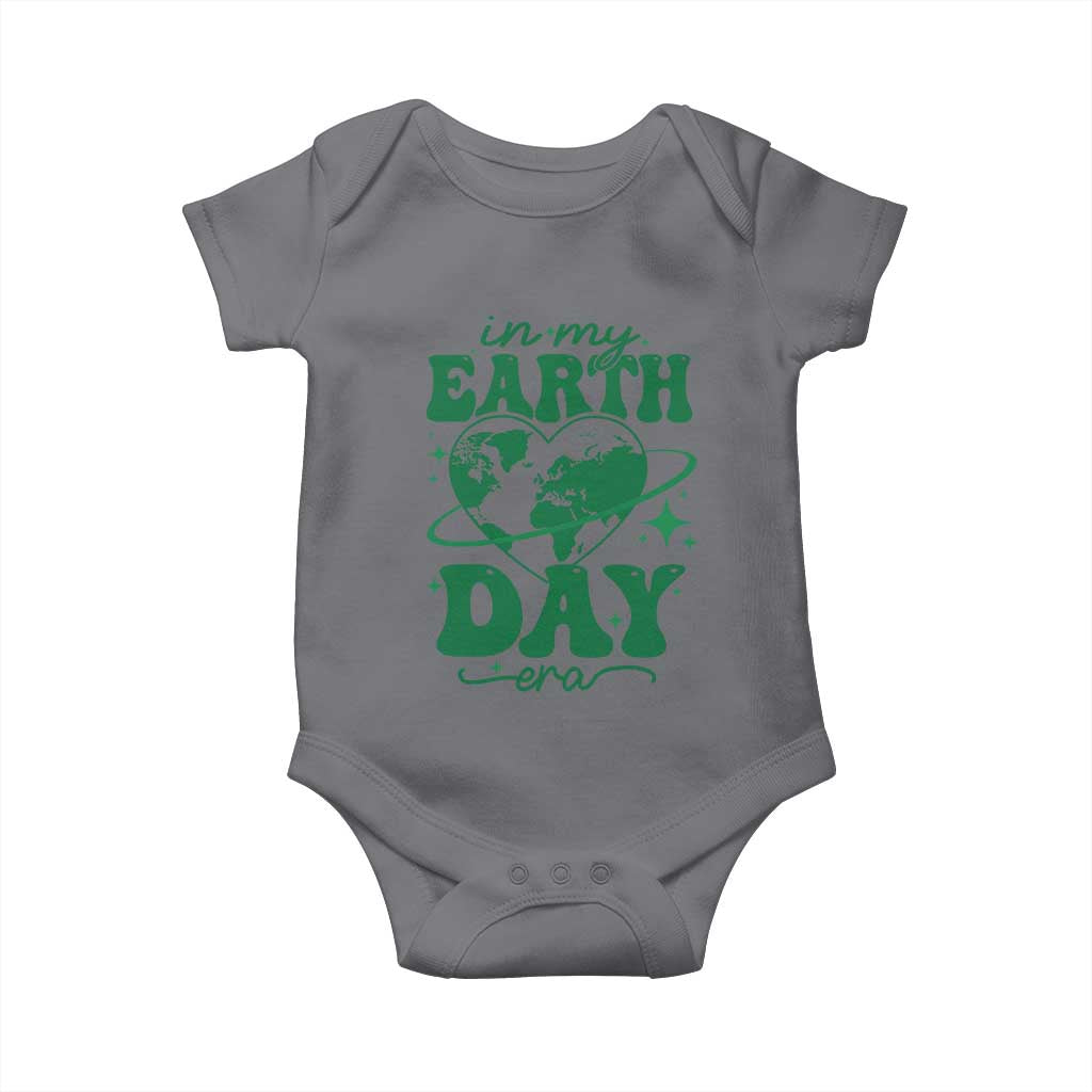 In My Earth Day Era Baby Onesie Cute Groovy Planet Heart TS02 Charcoal Print Your Wear
