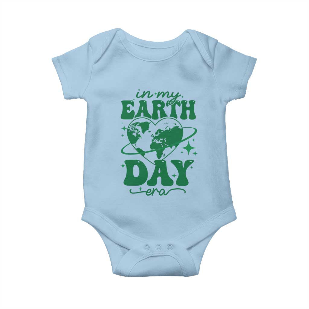 In My Earth Day Era Baby Onesie Cute Groovy Planet Heart TS02 Light Blue Print Your Wear