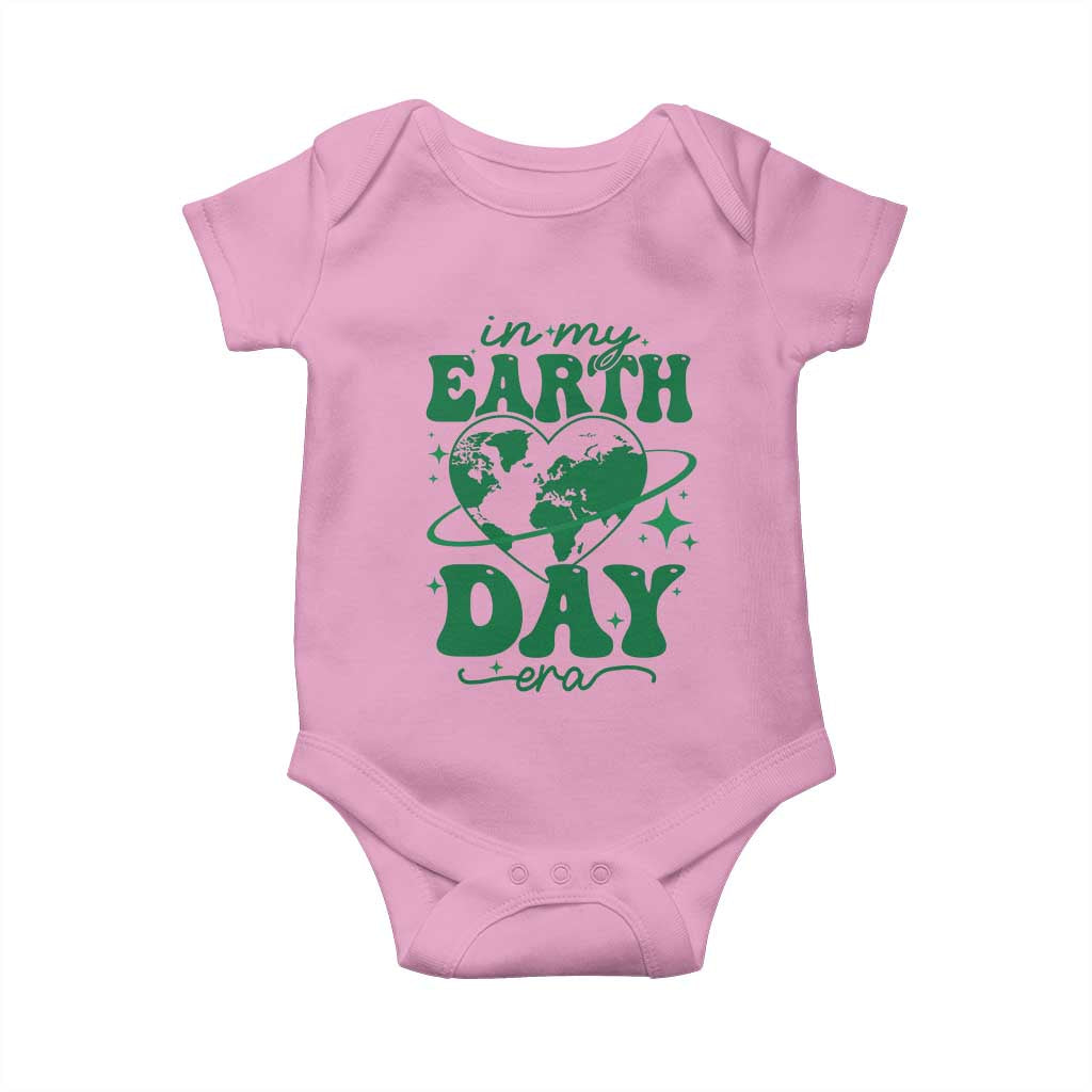 In My Earth Day Era Baby Onesie Cute Groovy Planet Heart TS02 Light Pink Print Your Wear