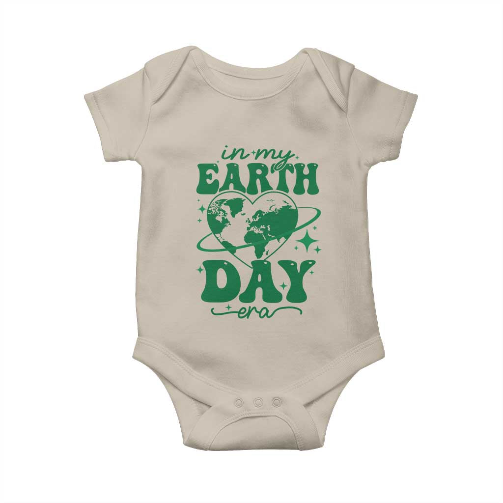 In My Earth Day Era Baby Onesie Cute Groovy Planet Heart TS02 Sand Print Your Wear