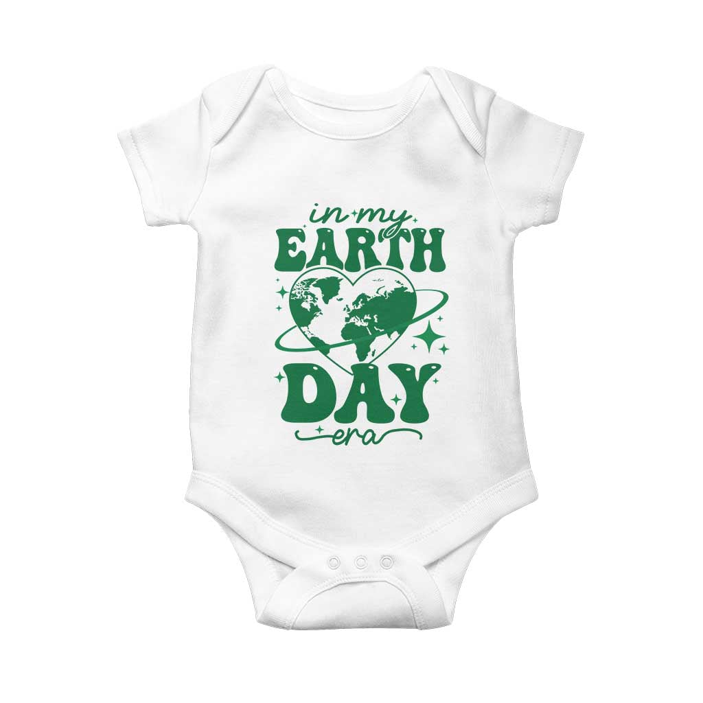 In My Earth Day Era Baby Onesie Cute Groovy Planet Heart TS02 White Print Your Wear