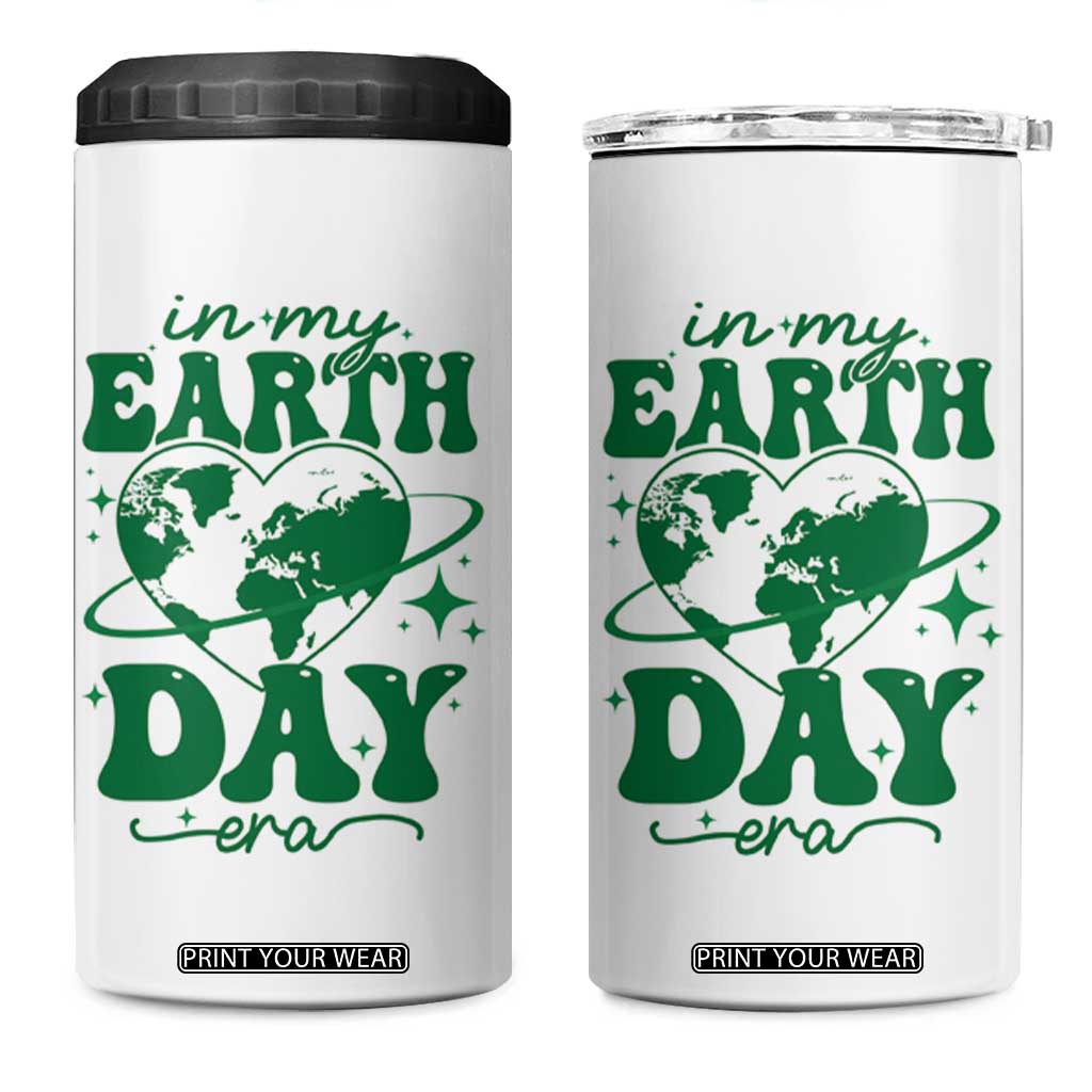 In My Earth Day Era 4 in 1 Can Cooler Tumbler Cute Groovy Planet Heart TS02 One Size: 16 oz White Print Your Wear