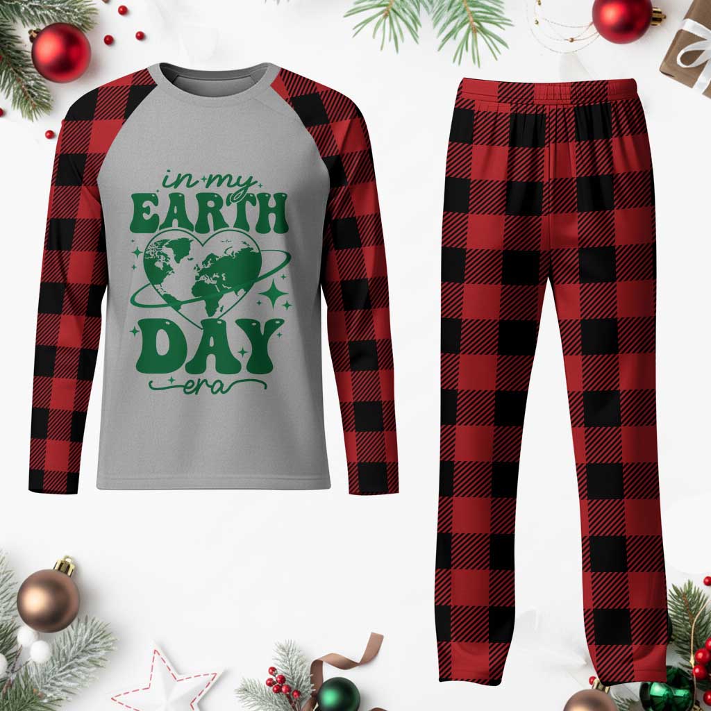In My Earth Day Era Plaid Pajama Set Cute Groovy Planet Heart TS02 Buffalo Plaid Print Your Wear