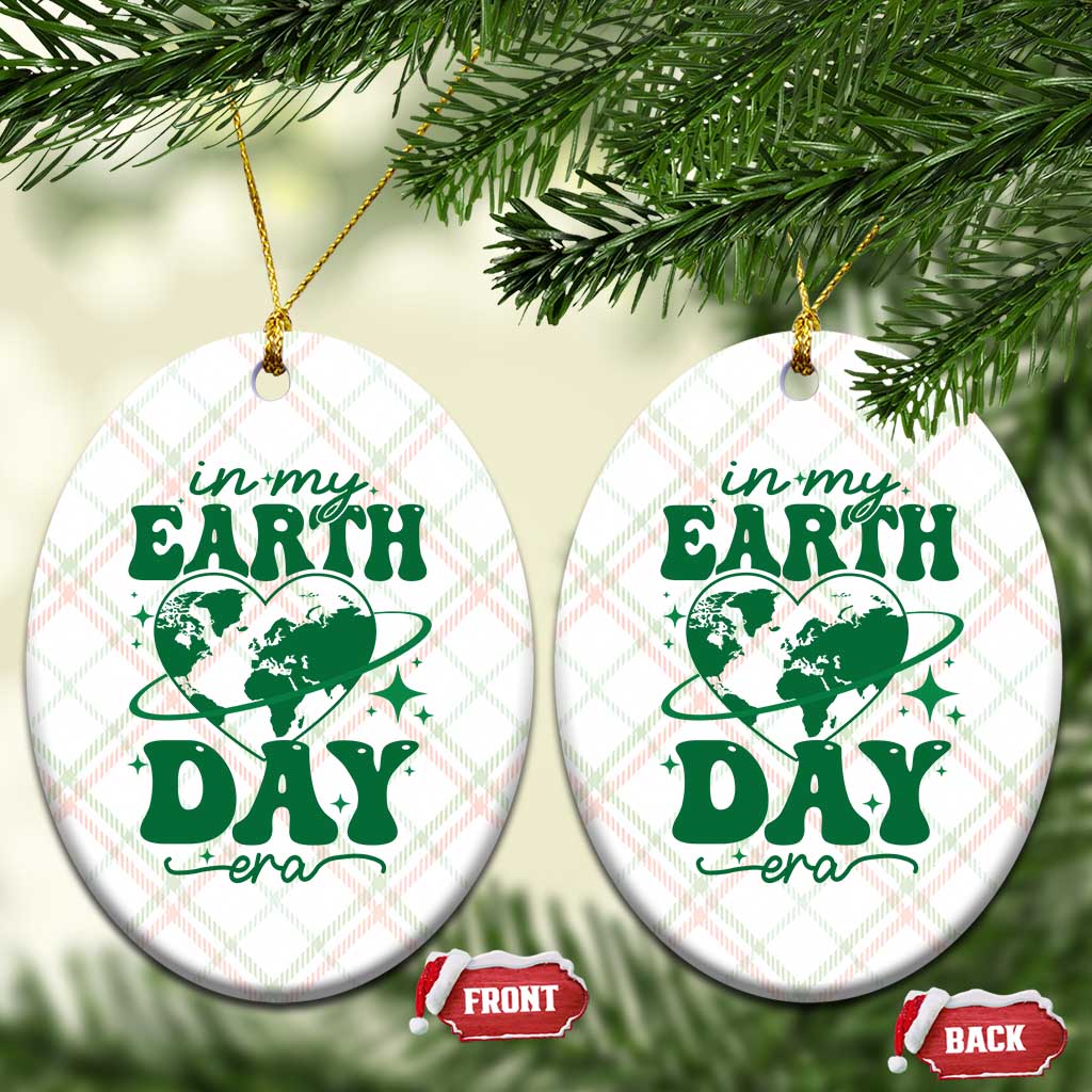 In My Earth Day Era Ceramic Ornament Cute Groovy Planet Heart TS02 Print Your Wear