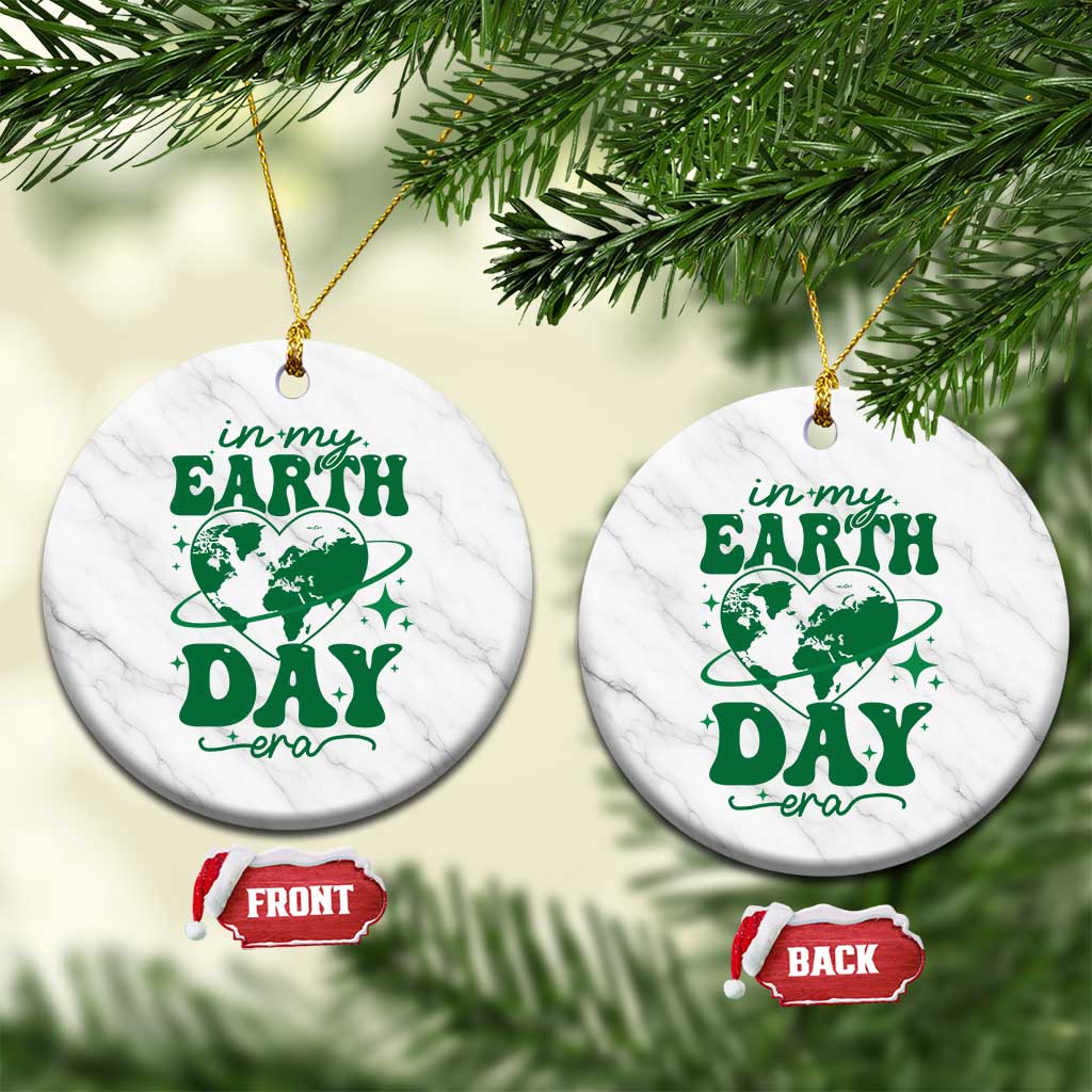 In My Earth Day Era Ceramic Ornament Cute Groovy Planet Heart TS02 1pc White Marble Print Your Wear