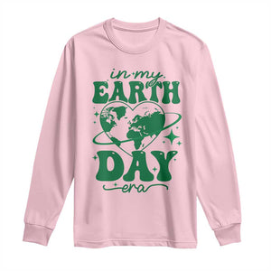 In My Earth Day Era Long Sleeve Shirt Cute Groovy Planet Heart TS02 Light Pink Print Your Wear