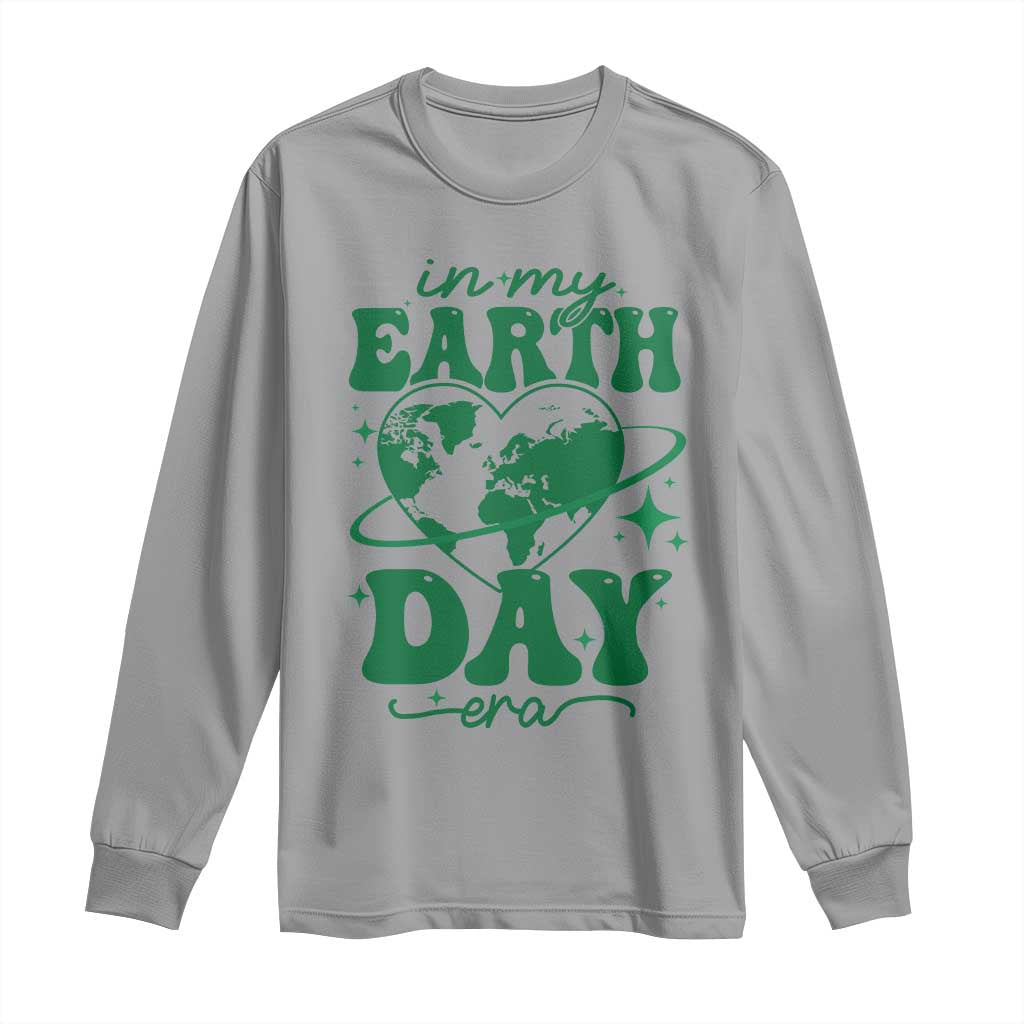 In My Earth Day Era Long Sleeve Shirt Cute Groovy Planet Heart TS02 Sport Gray Print Your Wear