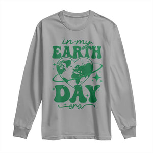 In My Earth Day Era Long Sleeve Shirt Cute Groovy Planet Heart TS02 Sport Gray Print Your Wear