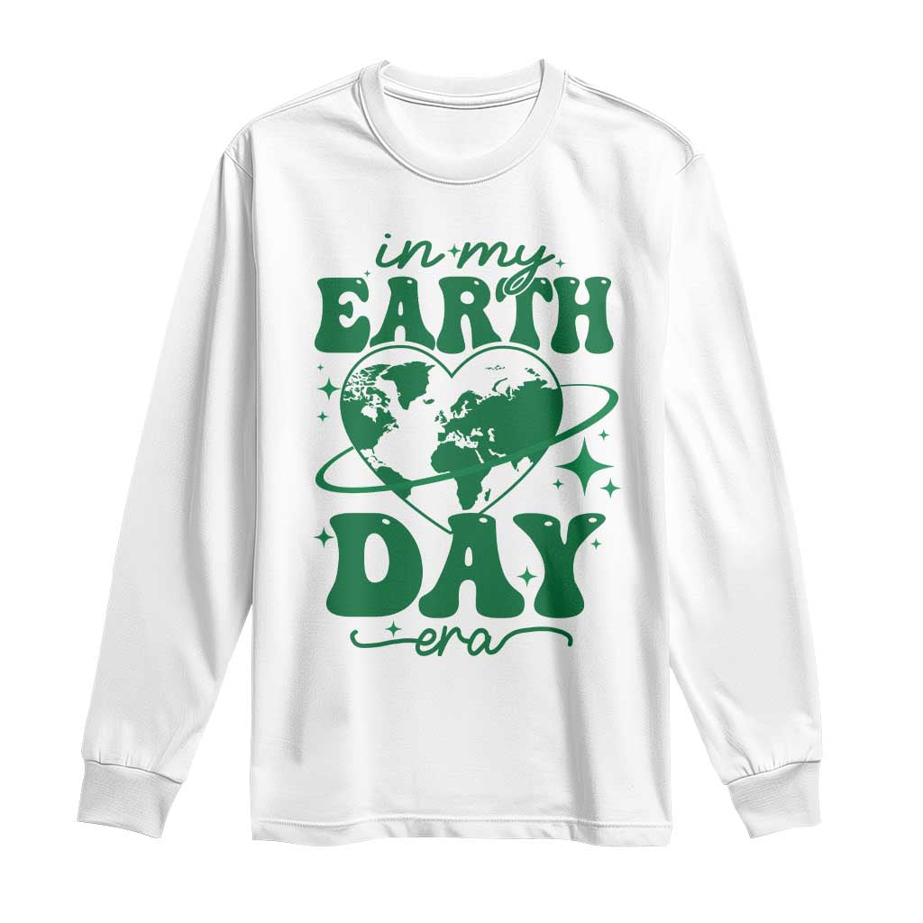 In My Earth Day Era Long Sleeve Shirt Cute Groovy Planet Heart TS02 White Print Your Wear
