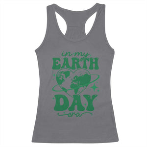 In My Earth Day Era Racerback Tank Top Cute Groovy Planet Heart TS02 Charcoal Print Your Wear