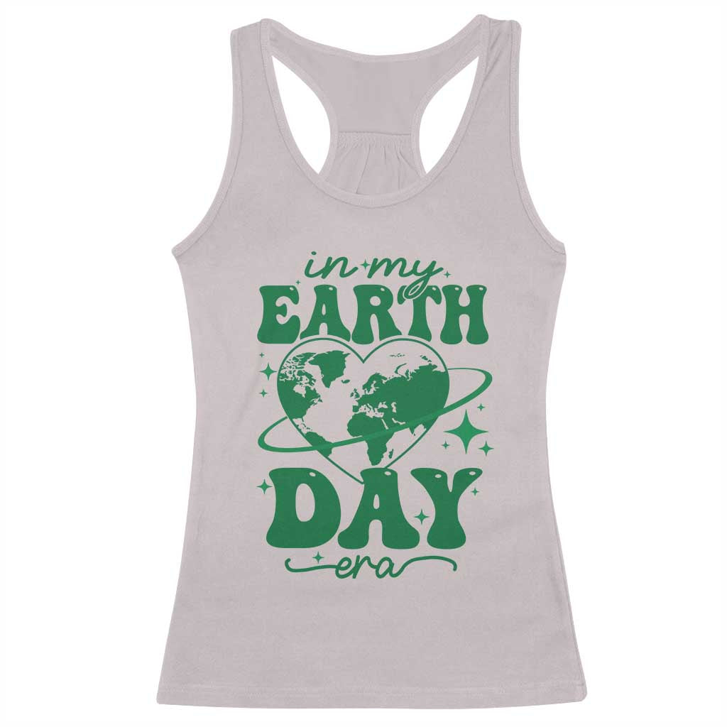 In My Earth Day Era Racerback Tank Top Cute Groovy Planet Heart TS02 Ice Gray Print Your Wear