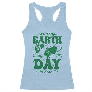 In My Earth Day Era Racerback Tank Top Cute Groovy Planet Heart TS02 Light Blue Print Your Wear