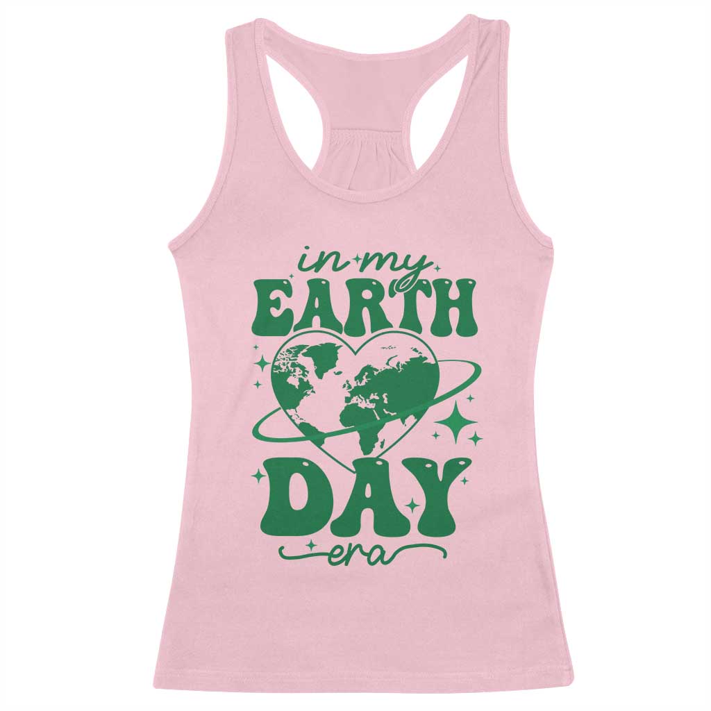 In My Earth Day Era Racerback Tank Top Cute Groovy Planet Heart TS02 Light Pink Print Your Wear