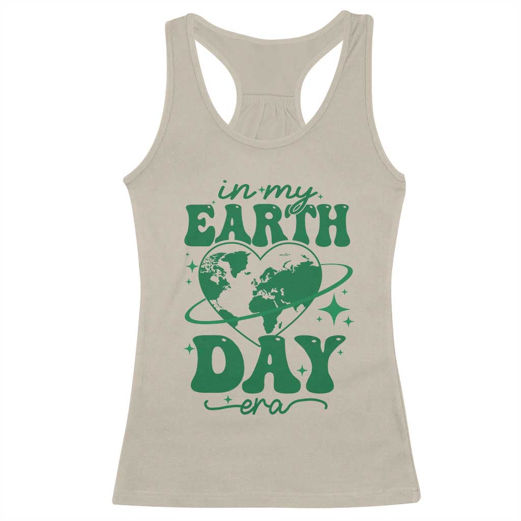 In My Earth Day Era Racerback Tank Top Cute Groovy Planet Heart TS02 Sand Print Your Wear