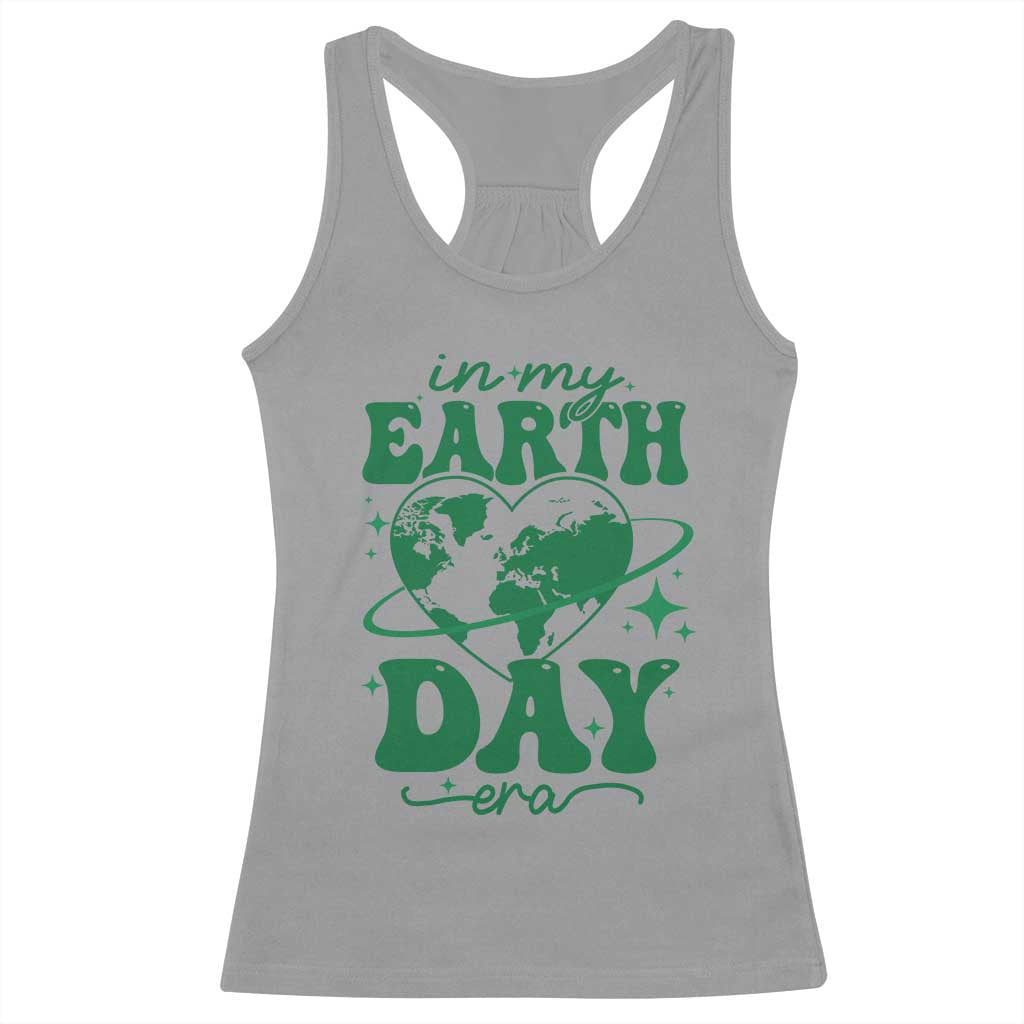 In My Earth Day Era Racerback Tank Top Cute Groovy Planet Heart TS02 Sport Gray Print Your Wear