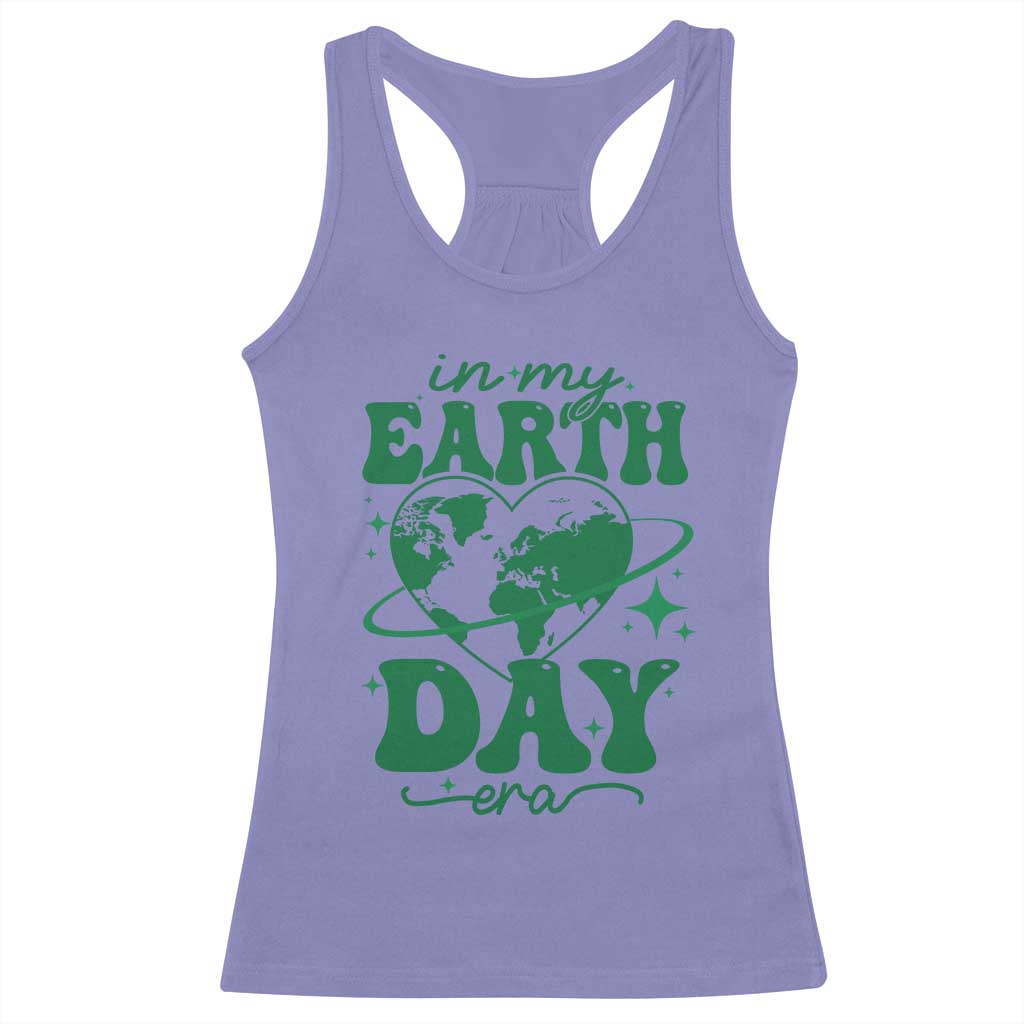 In My Earth Day Era Racerback Tank Top Cute Groovy Planet Heart TS02 Violet Print Your Wear