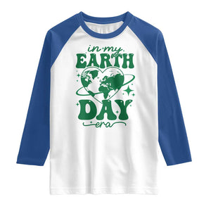 In My Earth Day Era Raglan Shirt Cute Groovy Planet Heart TS02 White Royal Print Your Wear