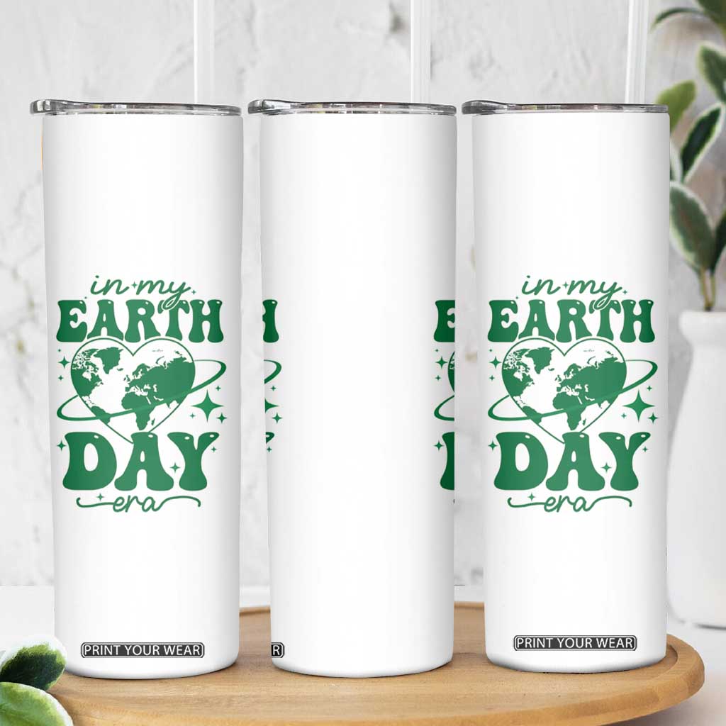 In My Earth Day Era Skinny Tumbler Cute Groovy Planet Heart TS02 Print Your Wear
