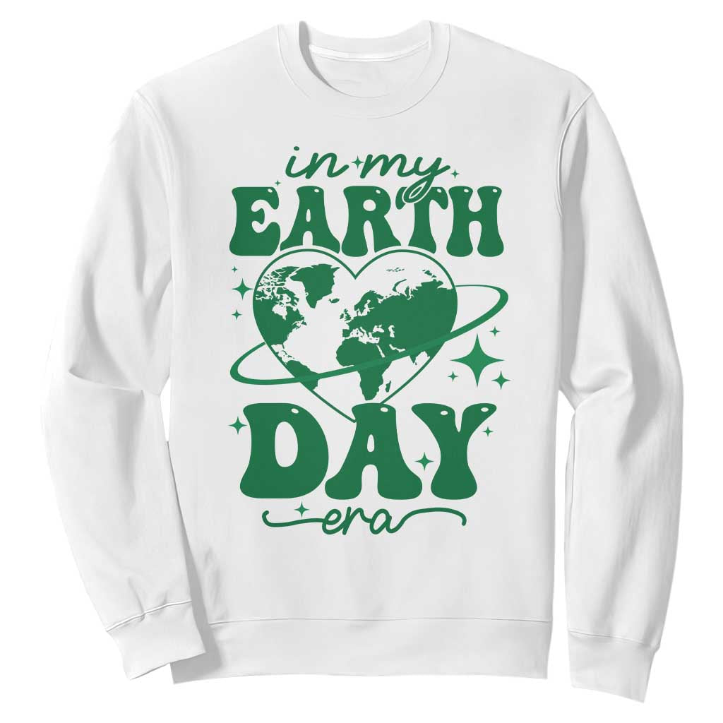 In My Earth Day Era Sweatshirt Cute Groovy Planet Heart TS02 White Print Your Wear