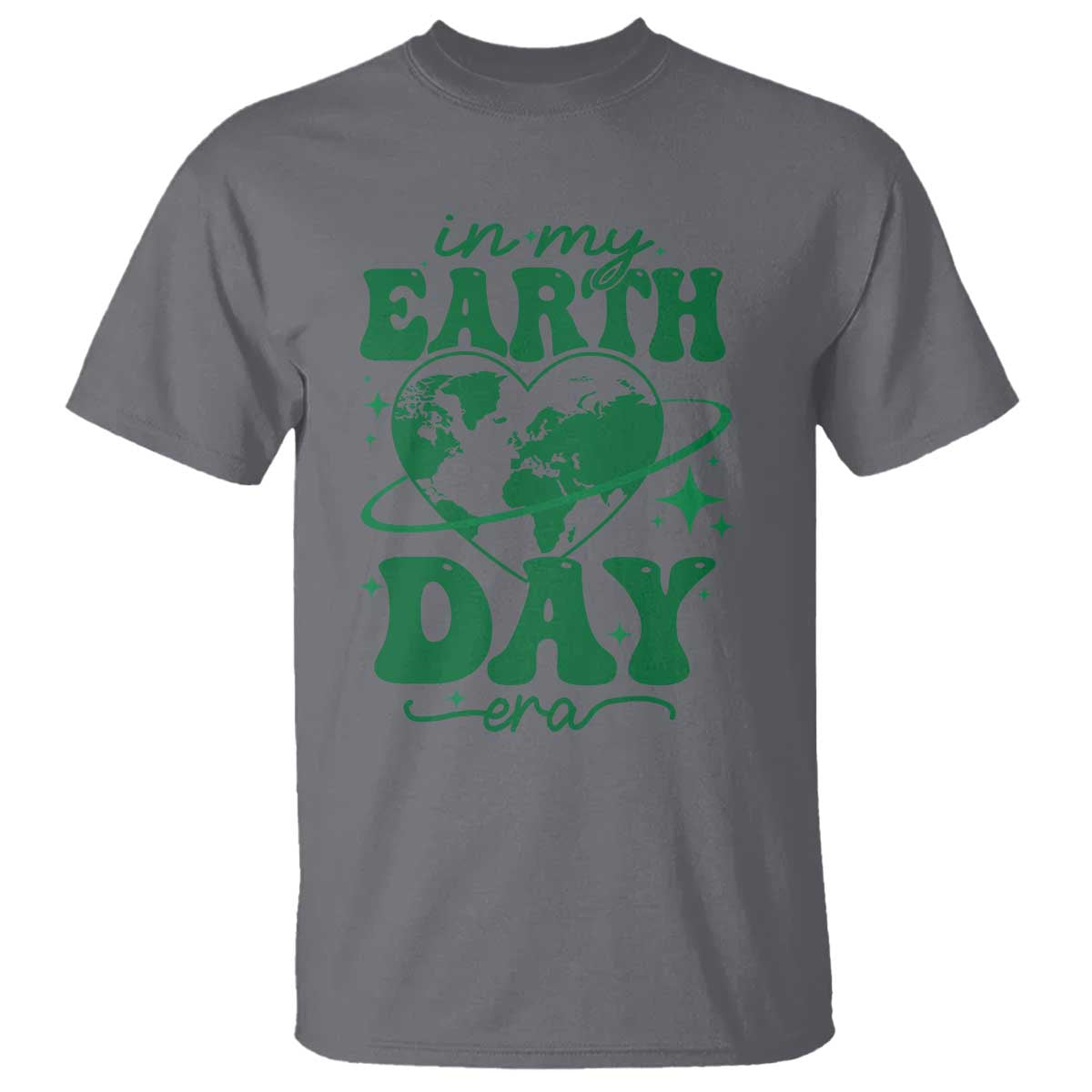 In My Earth Day Era T Shirt Cute Groovy Planet Heart TS02 Charcoal Print Your Wear