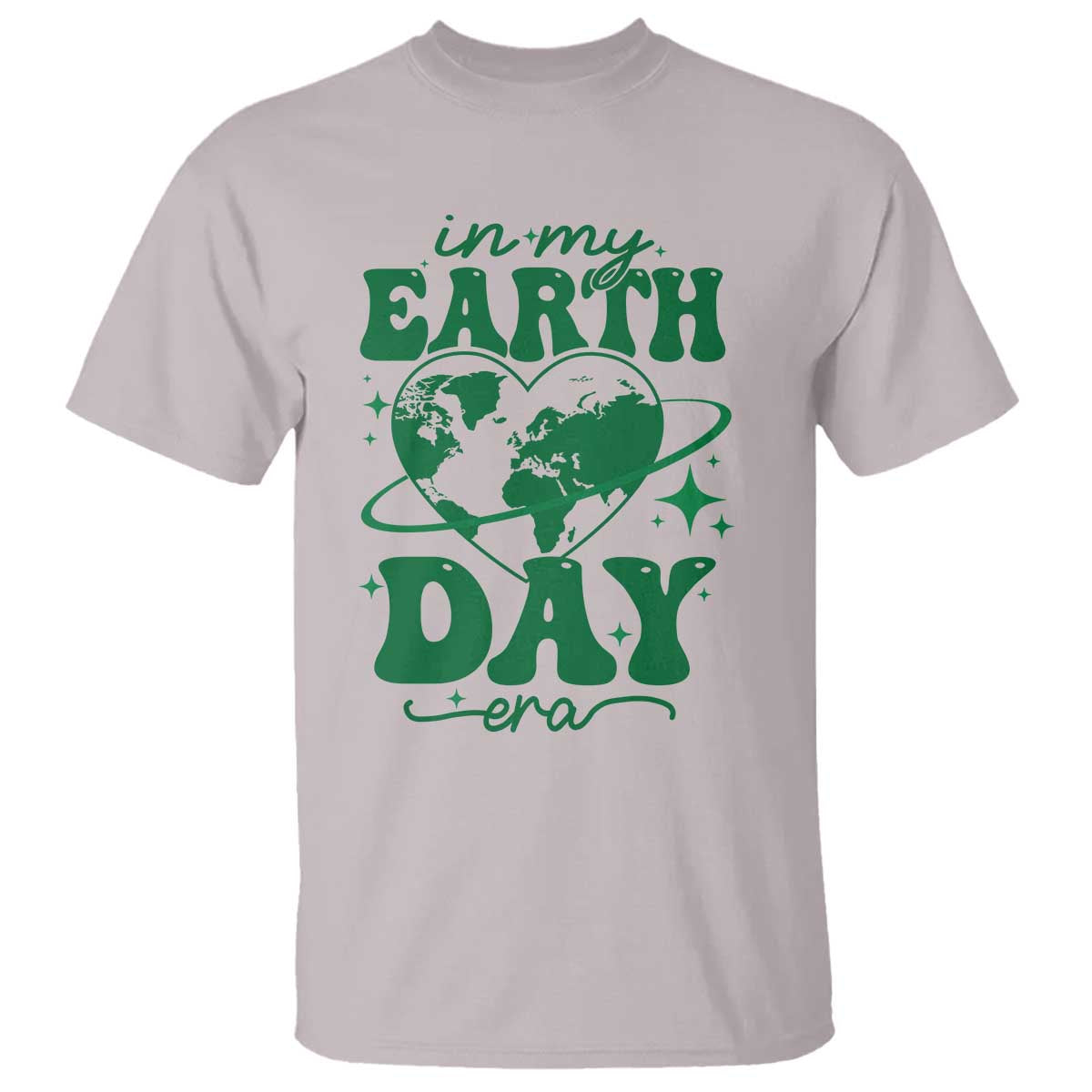 In My Earth Day Era T Shirt Cute Groovy Planet Heart TS02 Ice Gray Print Your Wear