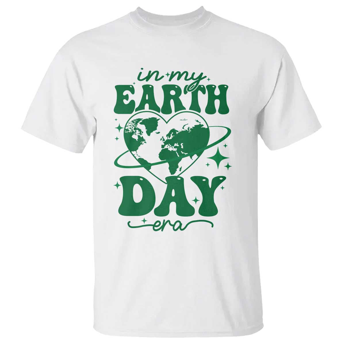 In My Earth Day Era T Shirt Cute Groovy Planet Heart TS02 White Print Your Wear