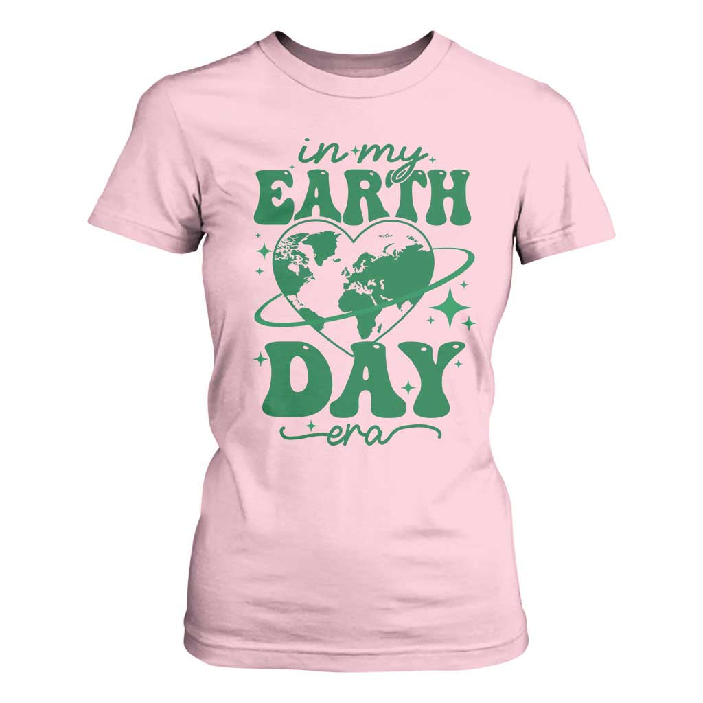 In My Earth Day Era T Shirt For Women Cute Groovy Planet Heart TS02 Light Pink Print Your Wear