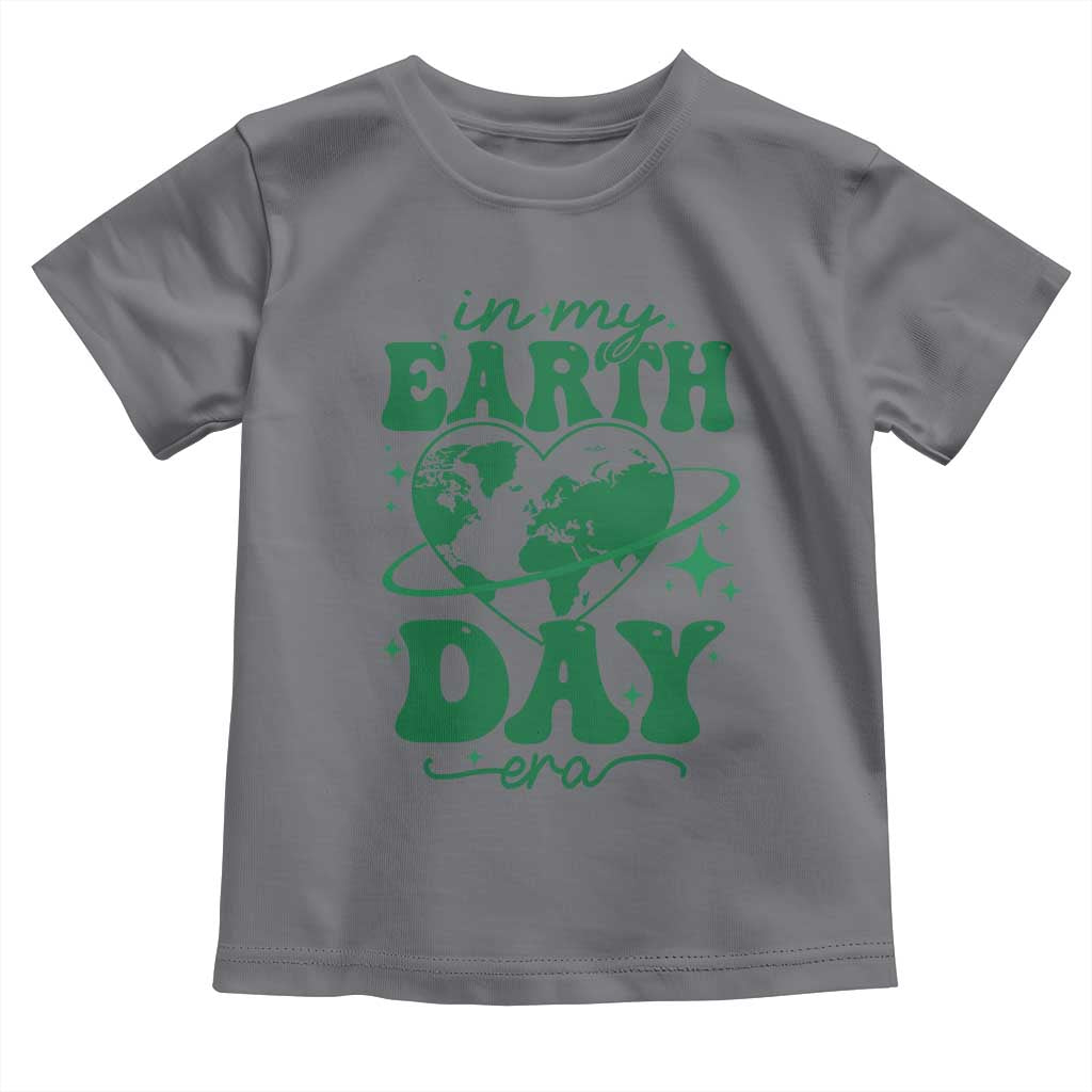 In My Earth Day Era Toddler T Shirt Cute Groovy Planet Heart TS02 Charcoal Print Your Wear