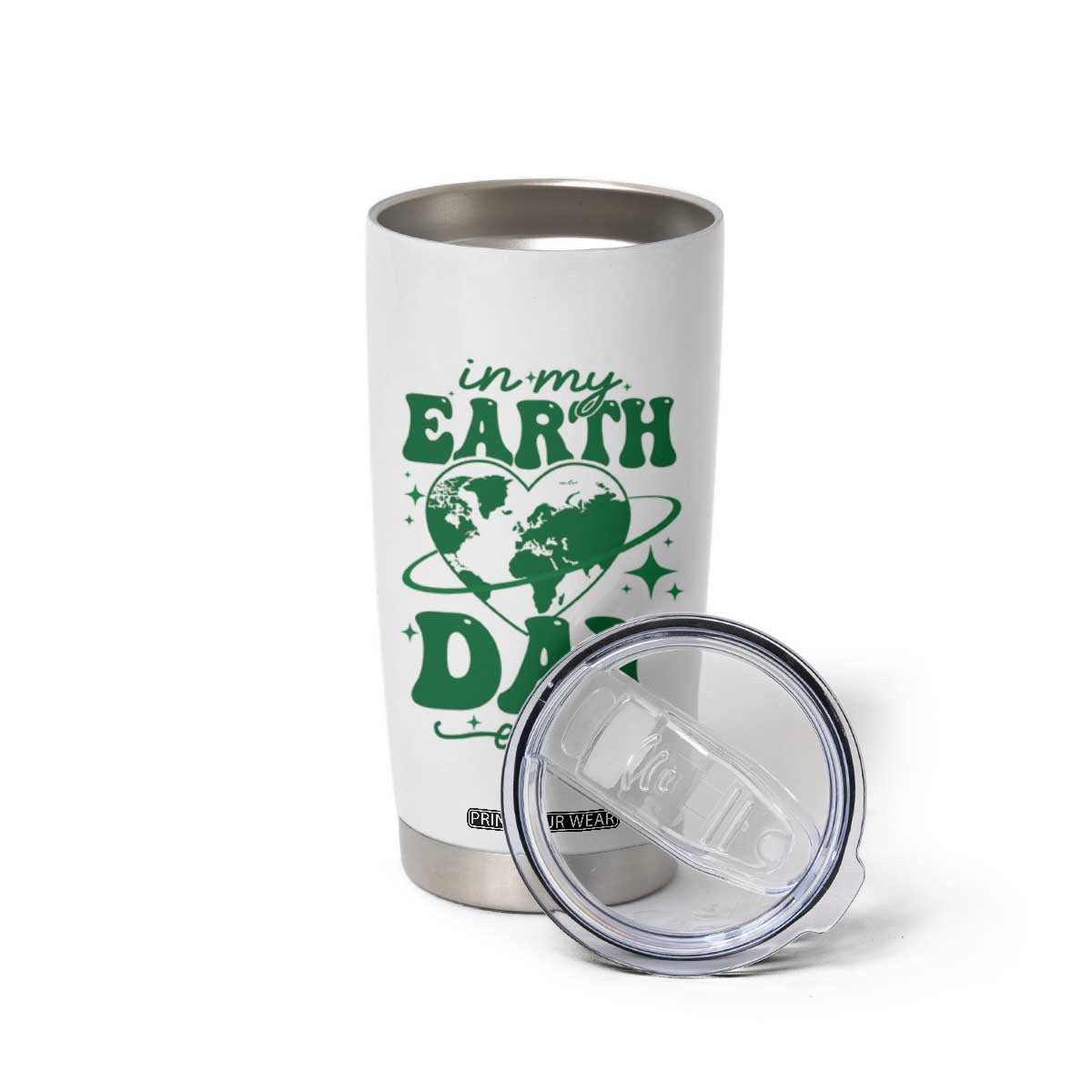 In My Earth Day Era Tumbler Cup Cute Groovy Planet Heart TS02 Print Your Wear