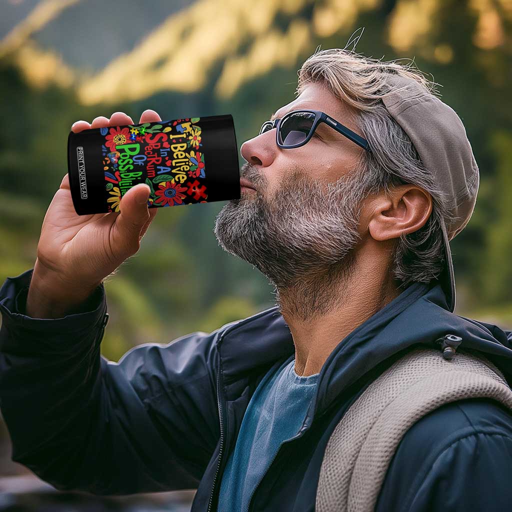 Autism Acceptance 4 in 1 Can Cooler Tumbler I Believe In A Spectrum Of Possibilities Retro Boho TS02 Print Your Wear
