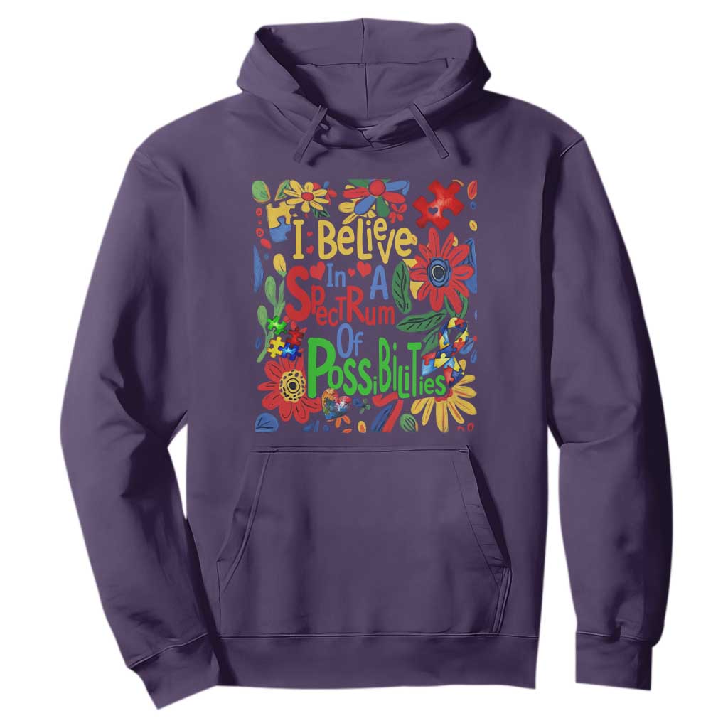 Autism Acceptance Hoodie I Believe In A Spectrum Of Possibilities Retro Boho TS02 Purple Print Your Wear