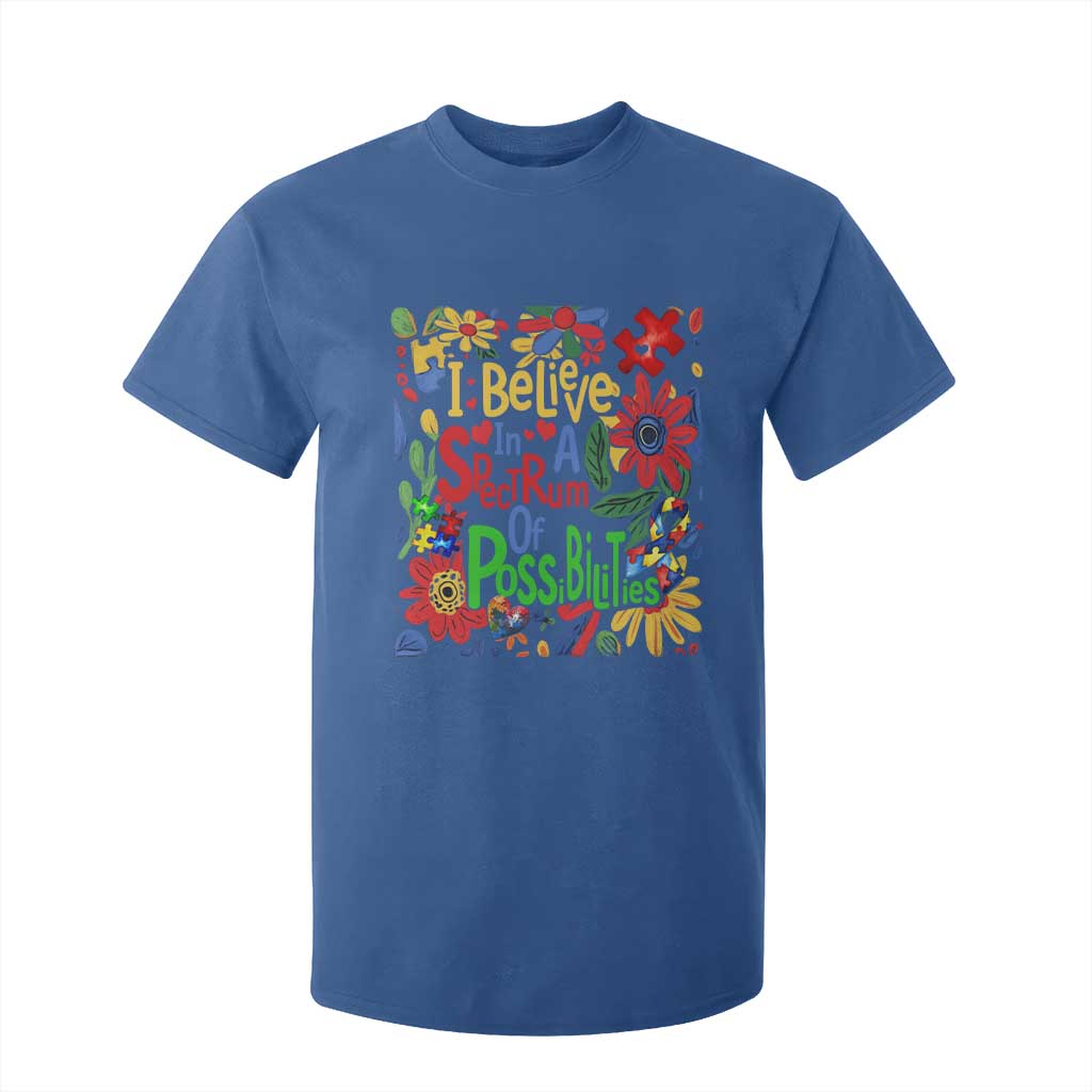 Autism Acceptance T Shirt For Kid I Believe In A Spectrum Of Possibilities Retro Boho TS02 Royal Blue Print Your Wear