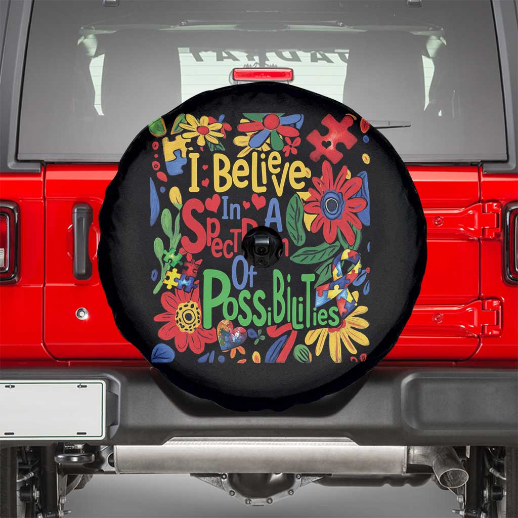 Autism Acceptance Spare Tire Cover I Believe In A Spectrum Of Possibilities Retro Boho TS02 Black Print Your Wear