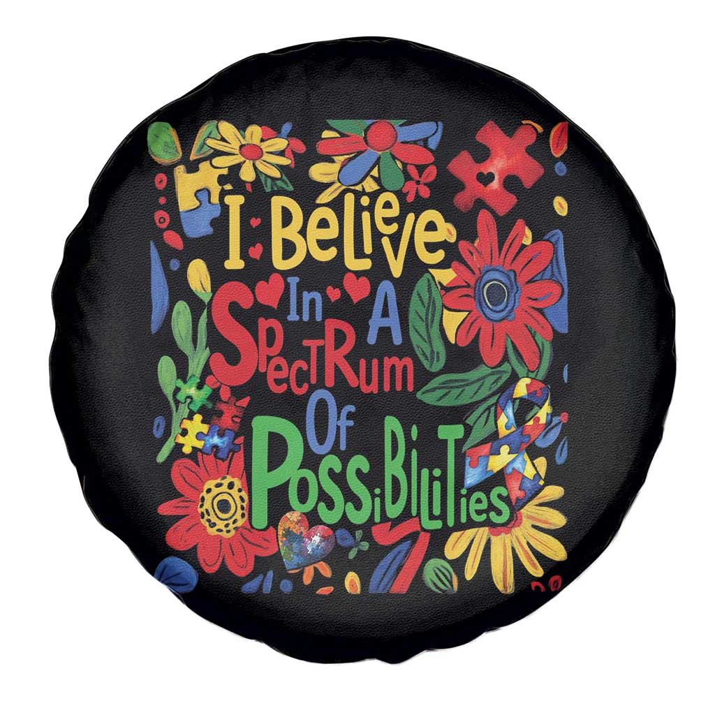Autism Acceptance Spare Tire Cover I Believe In A Spectrum Of Possibilities Retro Boho TS02 Print Your Wear